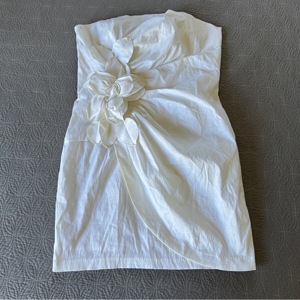 Cache White Strapless Mini Dress, 12